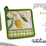 Presina cucina forno limoni bianco giallo verde tessuto cucina imbottita 20*20