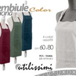 Grembiule cucina pettorina tasca frontale tinta unita tessuto moderno ass 80x60