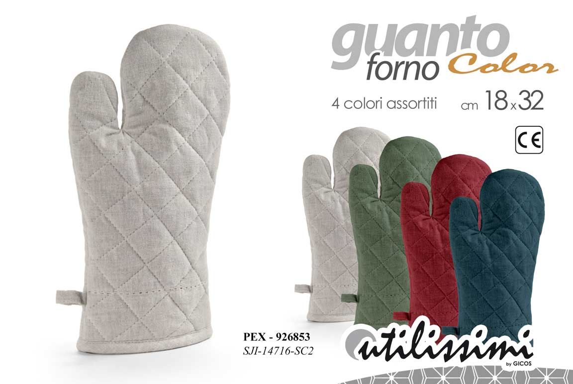 8025569926853 Guanto forno presina imbottito protezione calore cucina colori assort 32x18 cm - immagine 1