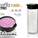 CARAFFA VETRO TRASPARENTE MANICO COPERCHIO DOSATORE CASA ASS 25X16X9CM 1400ML