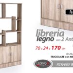 LIBRERIA SALVASPAZIO SCAFFALE 2 ANTE 8 RIP ARMADIO ROVERE NATUR LEGNO 170*70*24