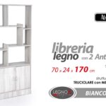 LIBRERIA SALVASPAZIO SCAFFALE 2 ANTE 8 RIP ARMADIO ROVERE BIANCO LEGNO 170*70*24