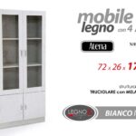 MOBILE VETRINA MODERNA 4 ANTE BIANCA ROVERE SBIANCATO CASA STUDIO 170*72*26 CM