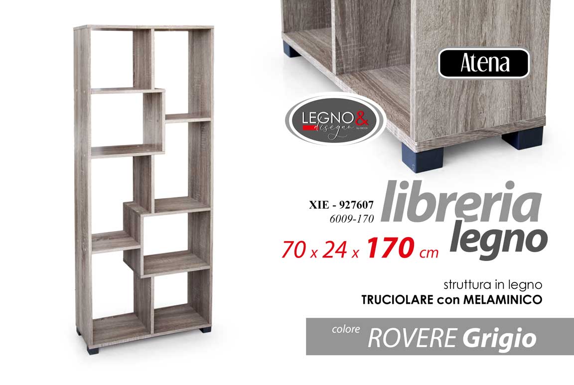 8025569927607 SCAFFALE SALVASPAZIO LIBRERIA 8 RIPIANI SALOTTO UFFICIO BAGNO GRIGIO 178*70*24cm - immagine 1