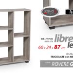 LIBRERIA SCAFFALE SALVASPAZIO MODERNA 5 RIPIANI BASSO ROVERE GRIGIO h87*60*24 CM