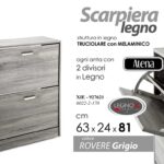 SCARPIERA SALVASPAZIO MODERNA BASSA SLIM 2 ANTE DOPPIE A RIBALTA ROVERE 81*63*24