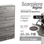 SCARPIERA SALVASPAZIO 3 ANTE DOPPIE VERTICALE SCARPE GRIGIO LEGNO 115*63*24 cm