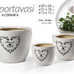 3 VASI CACHEPOT CUORE CERAMICA MODERNO CLASSICO VINTAGE VASO LUCIDO 29/21/15cm
