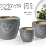 3 VASI CACHEPOT CUORE CERAMICA MODERNO CLASSICO VINTAGE VASO LUCIDO 29/21/15cm