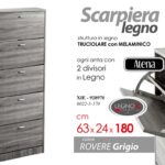 SCARPIERA 5 ANTE SALVASPAZIO SLIM MODERNA DOPPIO VANO ROVERE GRIGIO 180*63*24 cm