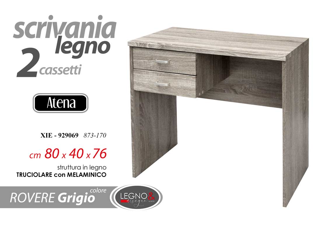 8025569929069 SCRIVANIA TAVOLO SCRITTOIO SALVASPAZIO PORTA PC MODERNO ROVERE GRIGIO 80*40*H76 - immagine 1