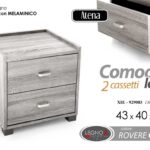 COMODINO MODERNO 2 CASSETTI CAMERA DA LETTO LEGNO ROBUSTO ROVERE GRIGIO 44*43*40