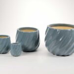 SET 4 PORTAVASI VASO CACHEPOT CERAMICA BLU MODERNO DESIGN SPIR CASA GIARDINO