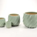 SET 4 PORTAVASI VASO CACHEPOT CERAMICA VERDE MODERNO DESIGN SPIR CASA GIARDINO