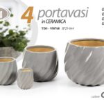 SET 4 PORTAVASI VASO CACHEPOT CERAMICA GRIGIO MODERNO DESIGN SPIR CASA GIARDINO