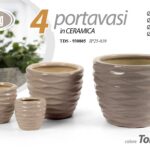 4 PORTAVASI VASO CACHEPOT CERAMICA MODERNO TORTORA BEIGE DESIGN ON CASA GIARDINO