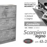 SCARPIERA 3 ANTE CEMENTO COLOR SLIM MODERNA DOPPIA SALVASPAZIO LEGNO h115*63*24