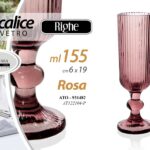 CALICE BICCHIERE VETRO ROSA RIGHE FLUTE SPUMANTE PROSECCO TAVOLA 19 CM 155ML