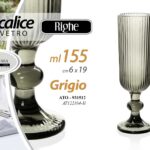 CALICE BICCHIERE VETRO GRIGIO RIGHE FLUTE SPUMANTE PROSECCO TAVOLA PARTY 19*6 CM