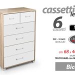 CASSETTIERA LEGNO 6 CASSETTI MODERNA ROBUST SETTIMINO BIANCO ROVERE H101*L68*P40