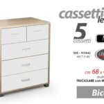 CASSETTIERA LEGNO 5 CASSETTI MODERNA ROBUST SETTIMINO BIANCO ROVERE H83*L68*P40