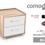 COMODINO 2 CASSETTI MODERNO LEGNO ROBUSTO SALVASPAZIO BIANCO ROVERE H44*L43*P40
