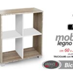 CUBO LIBRERIA BASSA SCAFFALE SALVASPAZIO MODERNA BIANCO ROVERE H68*L60*P24 cm