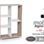 MOBILE LIBRERIA BASSA SCAFFALE SALVASPAZIO MODERNA BIANCO ROVERE H87*L60*P24 cm