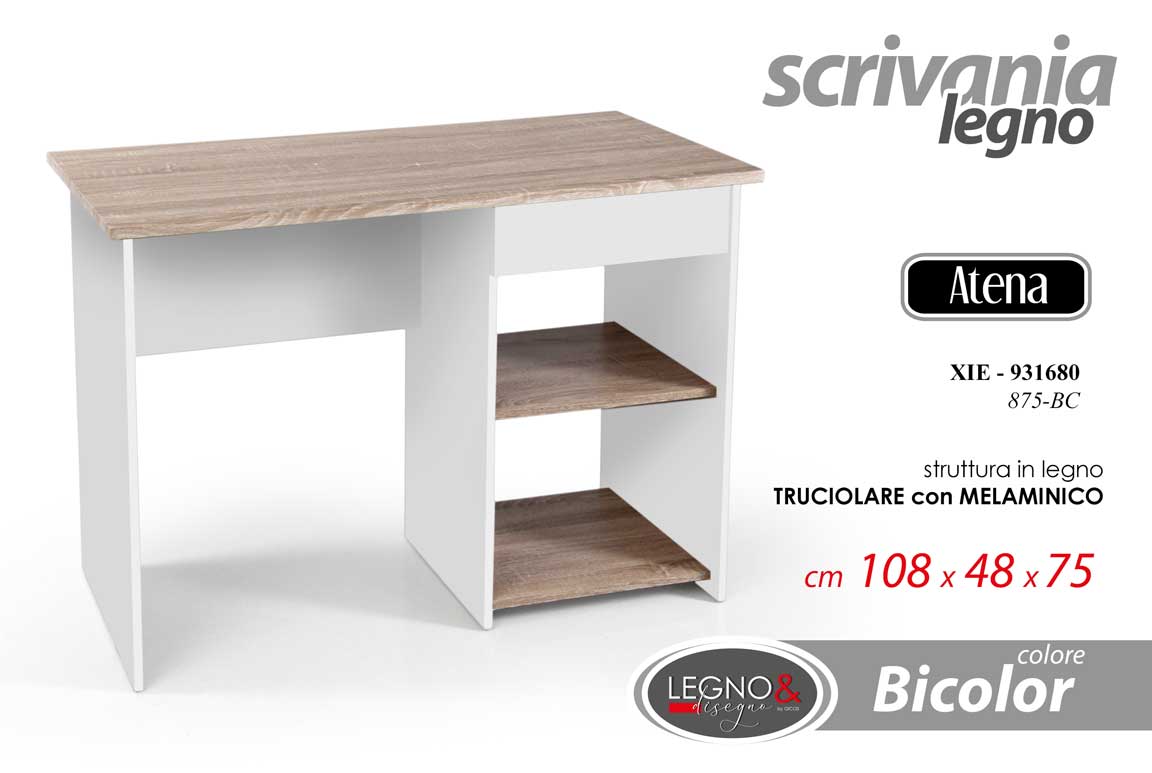 8025569931680 SCRIVANIA TAVOLO SCRITTOIO SALVASPAZIO COMPUTER PC MODERNO LEGNO L108*P48*H75 - immagine 1