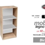 MOBILE LIBRERIA BASSA SCAFFALE SALVASPAZIO MODERNA BIANCO ROVERE H80*L40*P24 cm