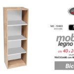 MOBILE LIBRERIA BASSA SCAFFALE SALVASPAZIO MODERNA BIANCO ROVERE H106*L40*P24 cm