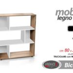 MOBILE LIBRERIA BASSA SCAFFALE SALVASPAZIO MODERNA BIANCO ROVERE H93*L80*P24 cm
