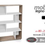 MOBILE LIBRERIA BASSA SCAFFALE SALVASPAZIO MODERNA BIANCO ROVERE H123*L80*P24 cm