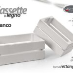 2 CASSETTE LEGNO PORTA OGGETTI BOMBONIERE ARREDO CASSETTA BIANCO 20/17 cm