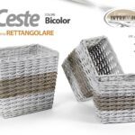 3 CESTE PORTABIANCHERIA CESTA VESTITI VIMINI RATTAN RETTANGOLARECOLOR 33/28/23cm