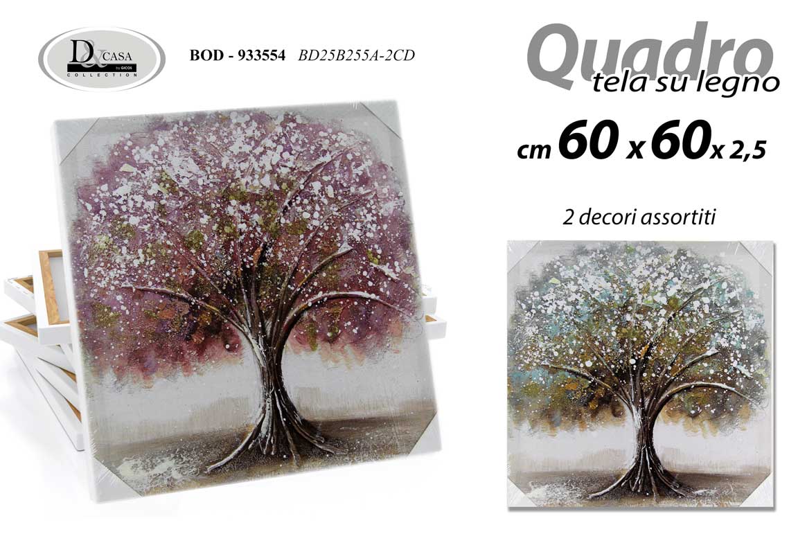 8025569933554 QUADRO STAMPA SU TELA Canvas LEGNO ALBERO PRIMAVERA STAGIONE ASSORTITI 60*60 cm - immagine 1