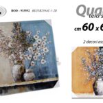 QUADRO STAMPA SU TELA Canvas LEGNO VASO FIORI SFONDO BICOLOR ASSORTITI 60*60 cm
