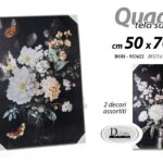 QUADRO STAMPA SU TELA Canvas LEGNO VASO FIORI NERO COLOR ASSORTITI 50*70 CM