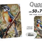 QUADRO STAMPA SU TELA Canvas LEGNO UCCELLI UCCELLO SU RAMO FIORI ASSORT 50*70 cm