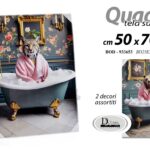 QUADRO STAMPA SU TELA LEGNO ANIMALI VASCA DA BAGNO ORSO TIGRE ASSORTITI 50*70
