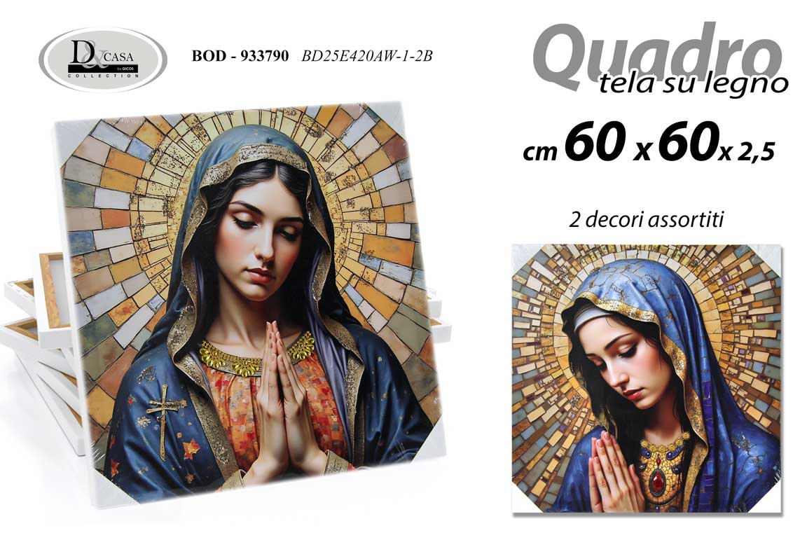 8025569933790 QUADRO STAMPA SU TELA Canvas LEGNO MADONNA SANTA VERGINE MARIA ASSORTITI 60*60cm - immagine 1