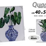 QUADRO STAMPA SU TELA Canvas LEGNO VASO VERDE FLOREALE FIORI COLOR ASSORT 50*40