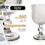 CALICE BICCHIERE VETRO RIGHE TRASPARENTE VINO ACQUA BEVANDE TAVOLA 17X9CM 360ML