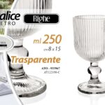 CALICE BICCHIERE VETRO RIGHE TRASPARENTE VINO ACQUA BEVANDE TAVOLA 17 CM 250ML