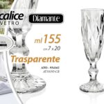 CALICE FLUTE VETRO TRASPARENTE DIAMANTE SPUMANTE PROSECCO TAVOLA 20X7CM 155ML