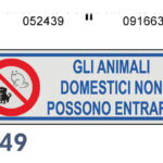 Cartello divieto animali domestici segnale ingresso negozio pvc adesivo 15x5