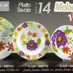Piatto fondo melamina servizio floreale campeggio picnic barca fiori color 23*4