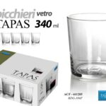 Set 6 bicchieri vetro trasparente acqua vino bibita tavola moderno Tapas 340 ml