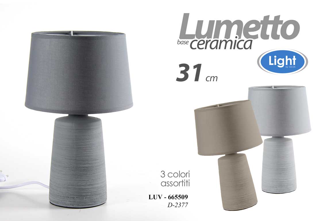 8025569665509 Lampada tavolo ceramica moderno lumetto abat-jour comodino scrivania ass 31 cm - immagine 1