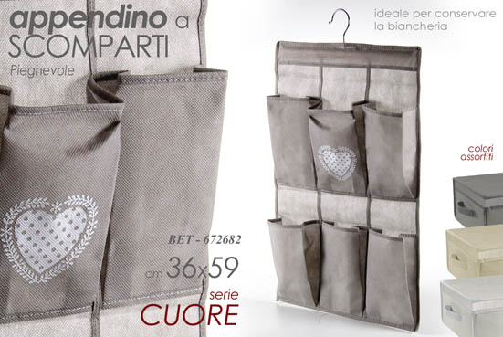 8025569672682 Organizer Organizzatore da appendere Tasche GRUCCIA BARRA ARMADIO CUORE 59*36 cm - immagine 1